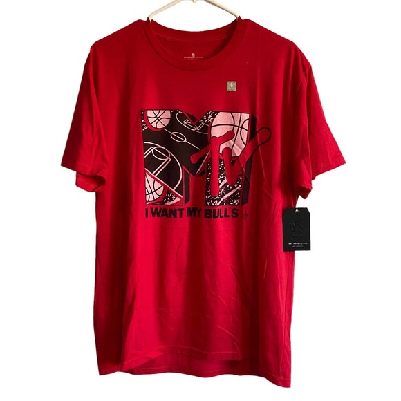 NBA Chicago Bulls Junk Food MTV Red Mens Large Graphic T-Shirt NWT - Picture 1 of 4